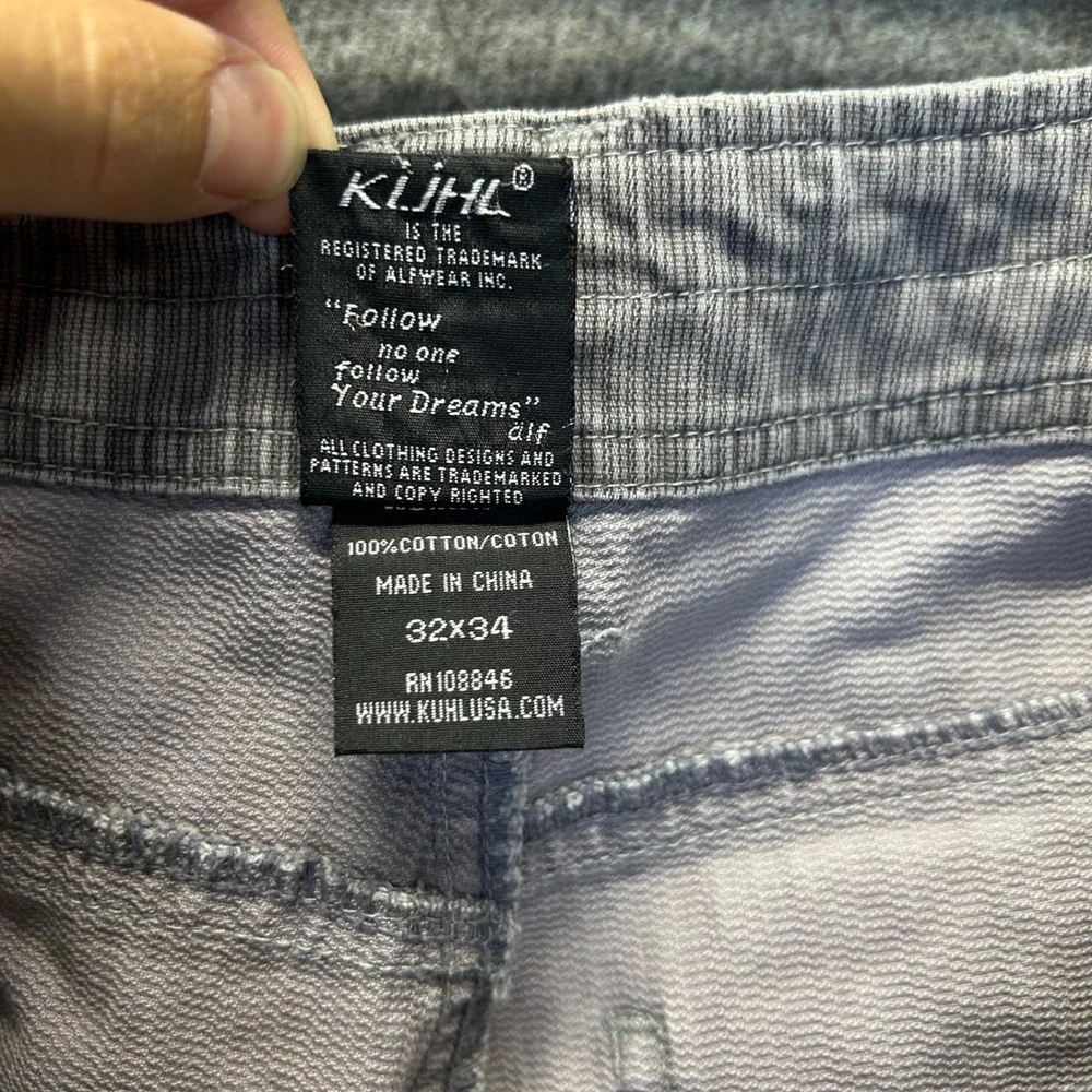Kuhl Rydr Mens Grey Pinstripe Cotton Utility Pants 32x34 Distressed Articulated
